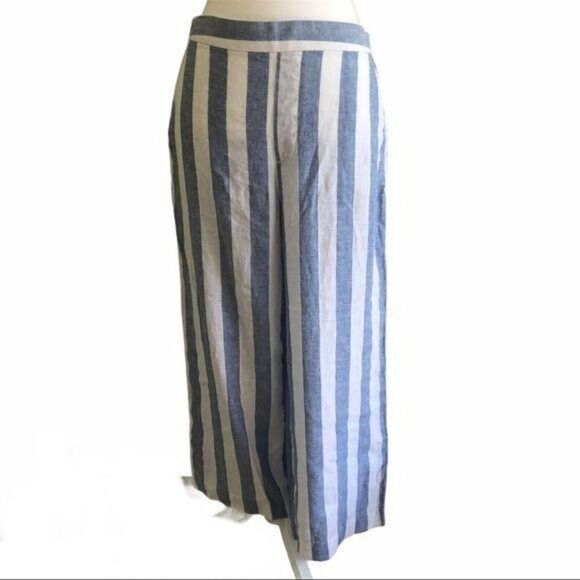 Old Navy Linen-Blend Striped Cullote Pants Size 8 - Picture 1 of 5